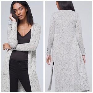 White House Black Market WHBM Shimmer Knit LS Sequin Duster Cardigan, sz. XS